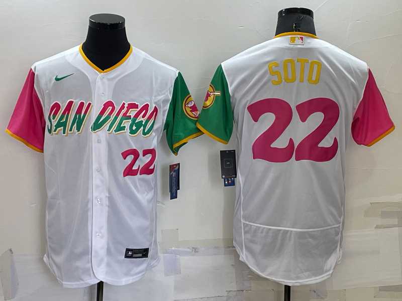 San Diego Padres #22 Juan Soto Number White 2022 City Connect Flexbase Stitched Jersey,We sell and wholesale San Diego Padres #22 Juan Soto Number White 2022 City Connect Flexbase Stitched Jersey on line form chian!
